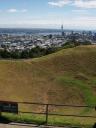 Mount Eden “Food Bowl” crater and Auckland skyline with Sky Tower